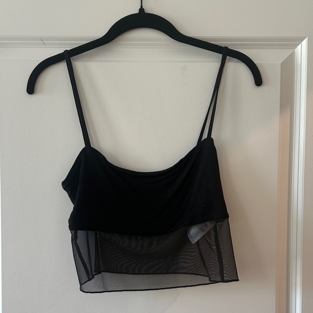 Reformation Graysen partial sheer cropped spaghetti tank